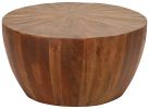 Mango Wood Solid Parquet Round Coffee Table