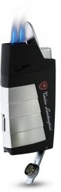 Tonino Lamborghini Duo Twin Jet Torch Flame Cigar Lighter - Black with Chrome - TTR018000