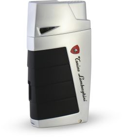 Tonino Lamborghini Duo Twin Jet Torch Flame Cigar Lighter - Chrome with Black - TTR018010