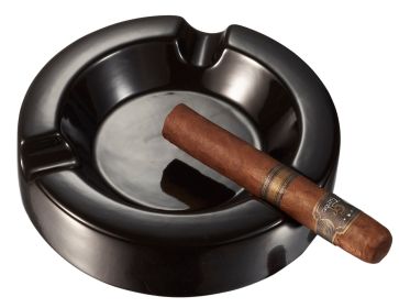 Visol Beatrix Black Circular Ceramic Cigar Ashtray - VASH428