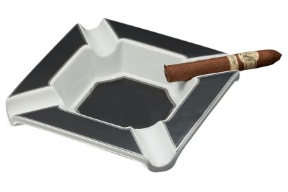 Visol Festus Large Cigar Ashtray - Matte Black and Silver - VASH432SL