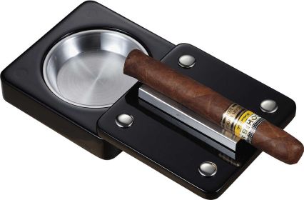 Visol Slide Black and Stainless Steel Cigar Ashtray- VASH708