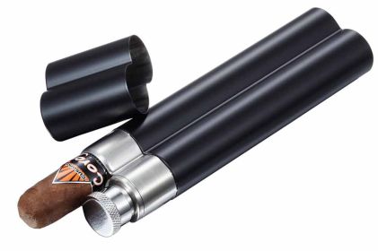 Visol Malamute Gunmetal Cigar Tube and Liquor Flask Combo - VCASE1000GM