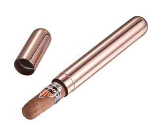 Visol Sigma Rose Gold Finish Stainless Steel Cigar Tube - VCASE1003RG