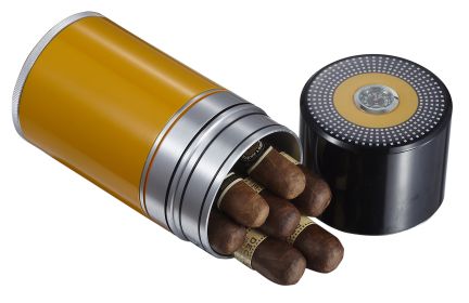 Visol Big Joe 7 Cigar Travel/Desk Humidor - Black and Yellow - VCASE459