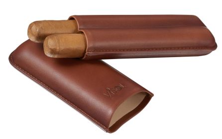 Visol Wheeler Brown Genuine Leather Cigar Case - VCASE470