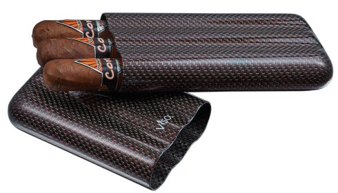 Visol Red Kevlar & Carbon Fiber Cigar Case - 3 Fingers - VCASE489