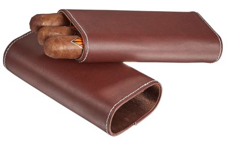 Visol Santa Fe Medium Brown Leather Cigar Case - VCASE701BR3