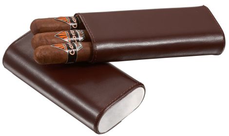 Visol Santa Fe Dark Brown Leather Crushproof Cigar Case - VCASE701BR