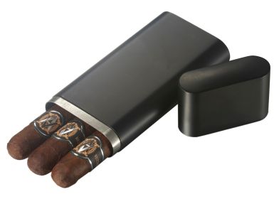 Visol Prato Black Matte 3 Finger Cigar Case - VCASE717BK