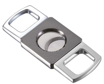 Visol Cortez Grid Design Double Guillotine Cigar Cutter - Chrome - VCUT404