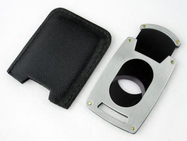 Visol Brushed Chrome Guillotine Pocket Cigar Cutter - VCUT717GM