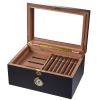 Visol Rainier Glass Top with Black Matte Finish Cigar Humidor - Holds 100 Cigars - VHUD302