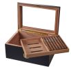 Visol Rainier Glass Top with Black Matte Finish Cigar Humidor - Holds 100 Cigars - VHUD302