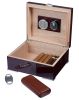 Visol Xander Burgundy Wood Humidor Gift Set with Case and Cutter - VHUD722