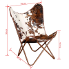 Butterfly Chair Brown and White Real Cowhide Leather