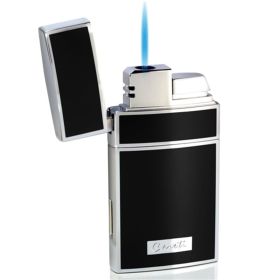 Caseti Troy Black Lacquer Single Torch Flame Cigar Lighter - CAL438BK