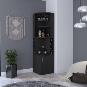 Isabelle 8-Bottle 2-Shelf Bar Cabinet Black Wengue