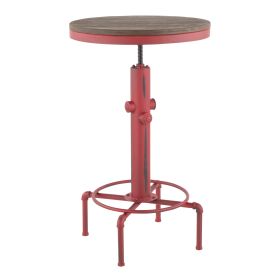 Hydra Industrial Bar Table in Vintage Red Metal and Brown Wood-Pressed Grain Bamboo by LumiSource