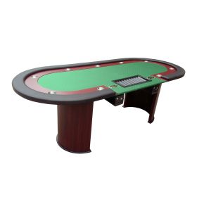 INO Design 96Inch Luna Green Felt Poker Table Drop Box Modern Half-Moon Wooden Leg