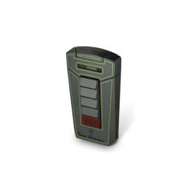 Tonino Lamborghini Aero Metallic Gray With Green Lines Torch Flame Cigar Lighter - TTR007023