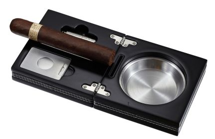 Visol Carnis Black Wooden Folding Cigar Ashtray - VASH612