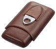 Visol Legendary Brown Genuine Leather Cigar Case with Cutter - VCASE475