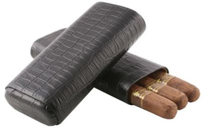 Visol Draco Black Crocodile Finish Cigar Case - VCASE503