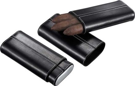 Visol Santa Fe Black Leather Cigar Case - VCASE701