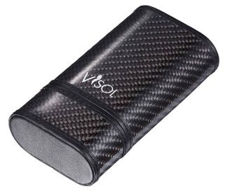 Visol Trinity Black Carbon Fiber Cigar case - Holds 3 Cigars - VCASE725