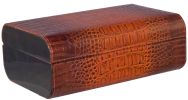 Visol Brown Crocodile Leather Cigar Humidor - Holds 25 Cigars - VHUD527