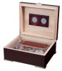 Visol Xander Burgundy Wood Humidor Gift Set with Case and Cutter - VHUD722