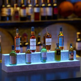 LED Lighted Liquor Bottle Display Shelf, 37 Inch Bar Display Shelf, DIY Illuminated Bottle Shelf with App & Remote Control (Color: as Pic)