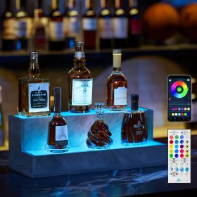 LED Lighted Liquor Bottle Display Shelf, 20 Inch Bar Display Shelf, DIY Illuminated Bottle Shelf with App & Remote Control (Color: as Pic)